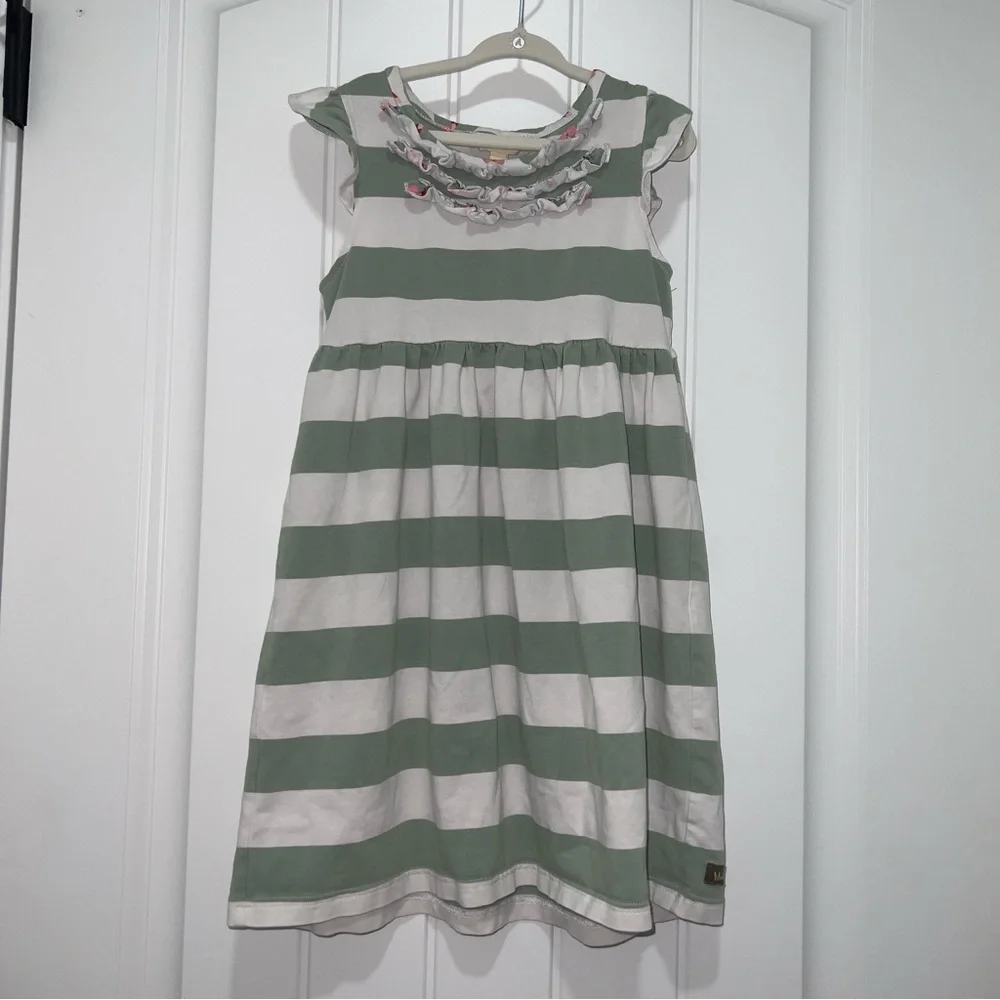 Matilda Jane Girl’s Beachcomber Dress Happy and Free Green Striped Size 6
